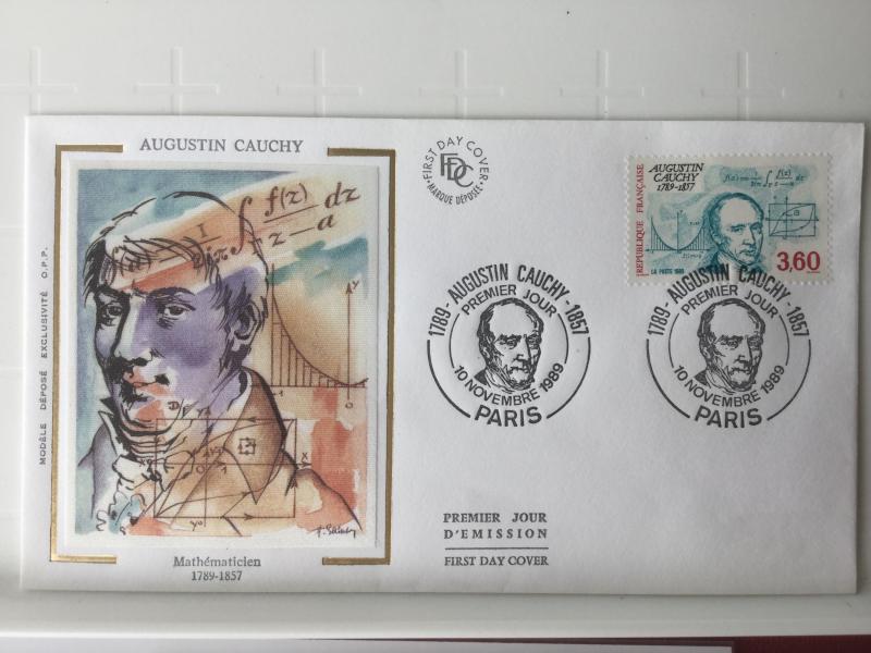 France Colorano silk FDC, 10 novembre 1989, Augustin Cauchy 1789-1857 Paris