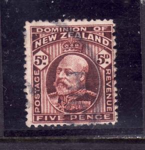 New Zealand-Sc#136-5p red brown KEVII-used-1909-12-