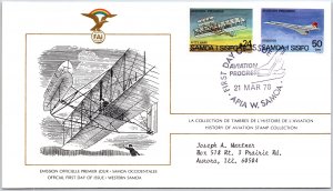 HISTORY OF AVIATION TOPICAL FIRST DAY COVER SERIES 1978 - SAMOA I SISIFO 24c 50c