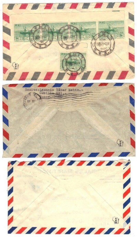 U.S. 1950's 3 AIRMAIL COVERS LIMA TO CHICAGO & TO WEST BEND WI ATTRACTIVE COVERS