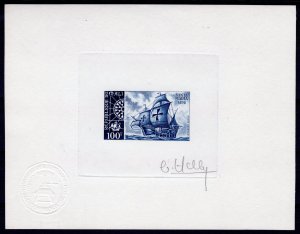 Mali 1971 Sc#C125 SANTA MARIA COLUMBUS SHIP (1) BLUE DIE PROOF SIGNED BY ARTIST