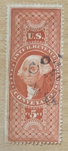 USA REVENUE STAMP 1862-71. $5 CONVEYANCE  SCOTT#R89c