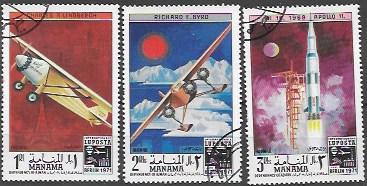 Manama 1971 Set of 8  Early & Modern aircraft - wow!