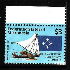 Micronesia-Sc#253- id8-unused NH set-Flags-Canoes-1996-