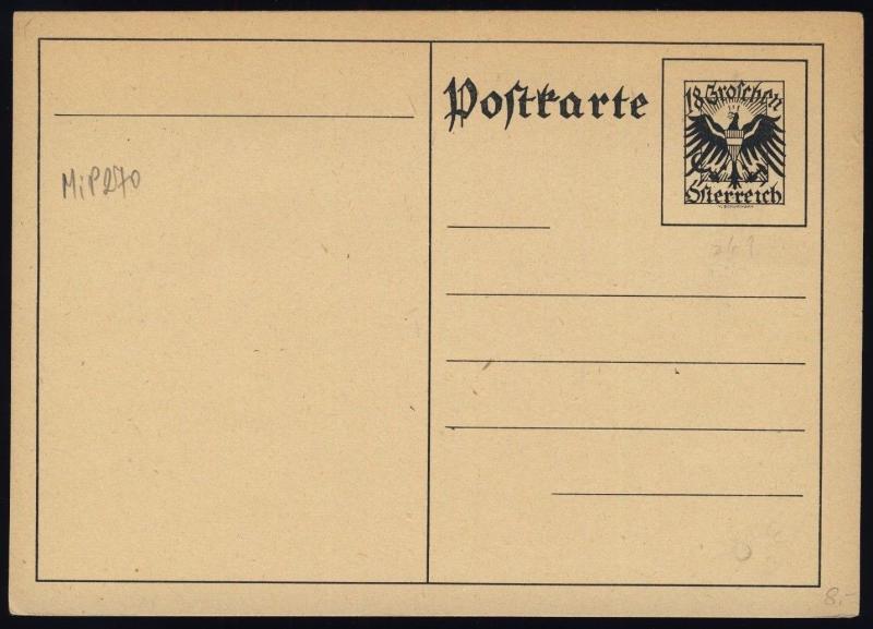 AUTRICHE / AUSTRIA 1925 MiP270 CARTE POSTALE 18Gr POSTAL CARD - neuve / mint