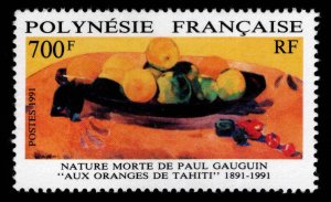 French Polynesia Scott 566 MNH** Gaugin Art Oranges of Tahiti stamp of 1991