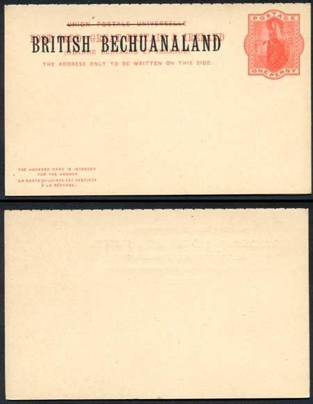 British Bechuanaland O/P on QV 1d Red Foreign Reply Postcard Mint