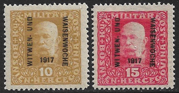 BOSNIA AND HERZEGOVINA 1917 Widows & Orphans Fund Semi Postal Set Sc B11-B12 MNH