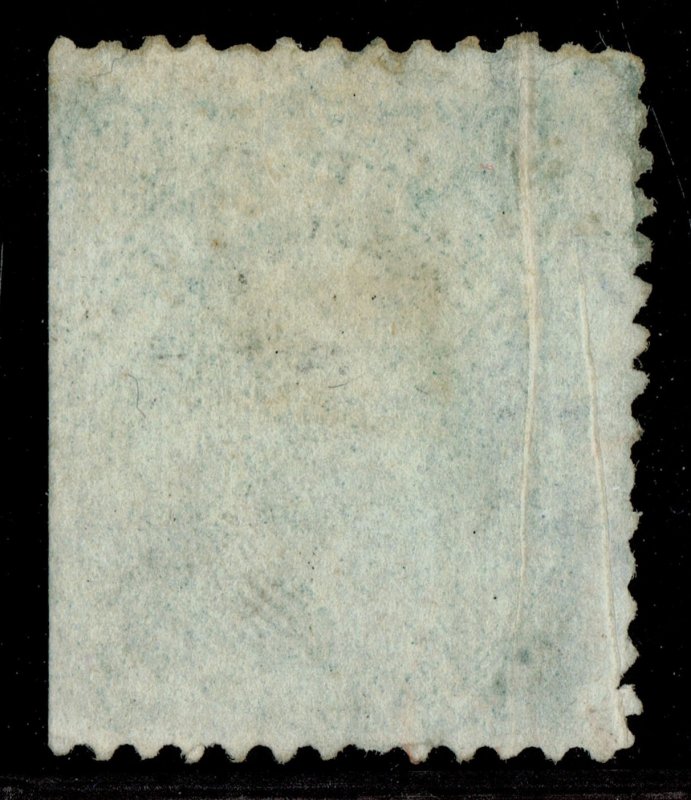 [0927] 1861 Scott#68 used 10¢ green w/ folds before printing « Pli acordéon »
