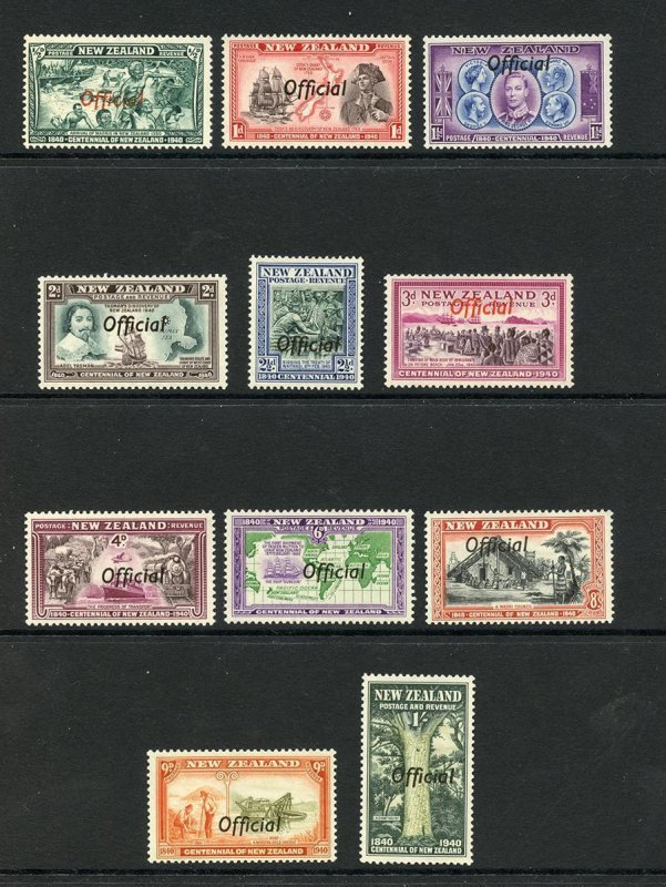 New Zealand SGO141/51 1940 Centennial Set opt OFFICIAL U/M Cat 225 pounds 