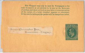 Trinidad & Tobago -  POSTAL STATIONERY - WRAPPER to URUGUAY - RARE DESTINATION!