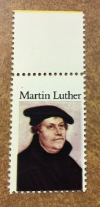 2065  20c Misperf Error NH Martin Luther 1983 NO DENOMINATION top single