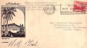 United States Hawaii Honolulu 1947 machine  5c DC-4 Skymaster Airmail  Illust...