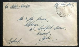 1946 Rafpost Iwakuni Japan On Active Service Airmail Cover To Barnet England