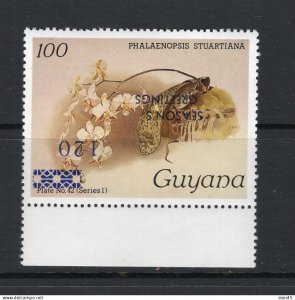 Guyana 1988 Inverted Overprint 120c/100 Flowers 17529