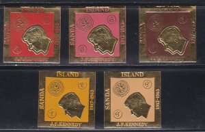 Sanda Island, John F. Kennedy, Gold Foil stamps, NH Set