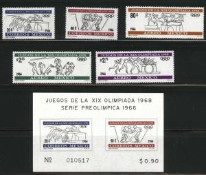 MEXICO MNH** Stamp Scott 974-975, 975a, C318-20 OLYMPIC set