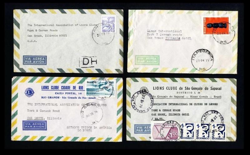 16 Lions Club of Brazil Covers to Oakbrook, IL USA dated 1976 to 1977