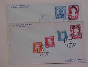 JAPAN PHILIPPINES   2 DIFF. ENTIRES APRIL 14,OCT 1 ALL 1944 WITH IMPERF STAMPS