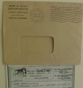 US V MAIL   APO 7801 UNLISTED JE 1944 N.AFRICA TO US