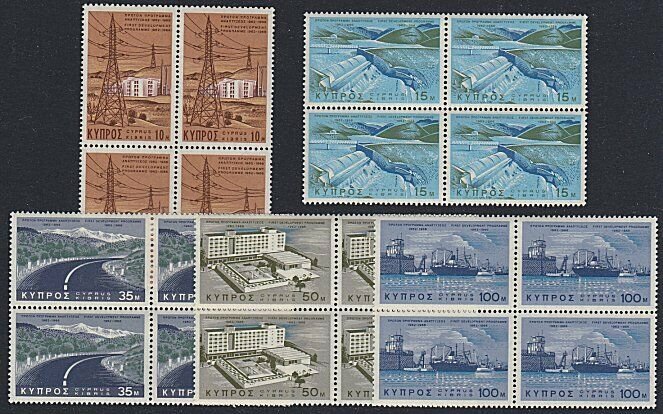 CYPRUS 1967 First Development Programme set MNH blocks of 4................B113a