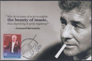 HUNGARY SC # 4460.3 FIRST DAY MAXIMUM CARD 100th ANN BIRTH of LEONARD BERNSTEIN