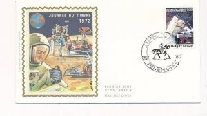 D86822 Stamp Day 1972 Moonlanding FDC Silk Cachet Belgium Jemappes