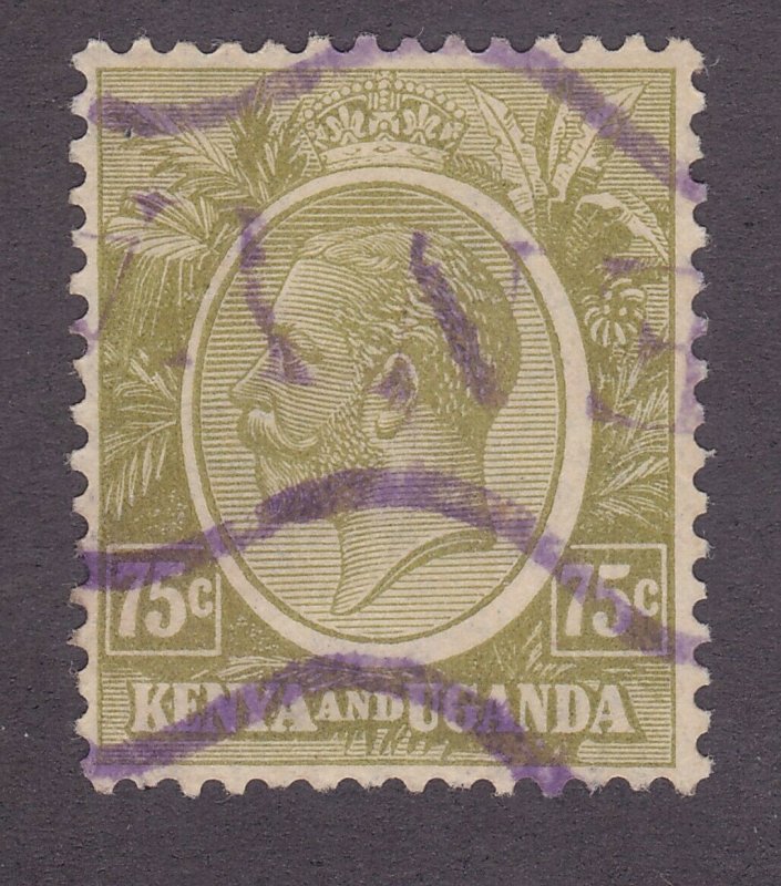 Kenya Uganda & Tanzania 28 Used 1922 75c Olive Bister KGV Issue Very Fine