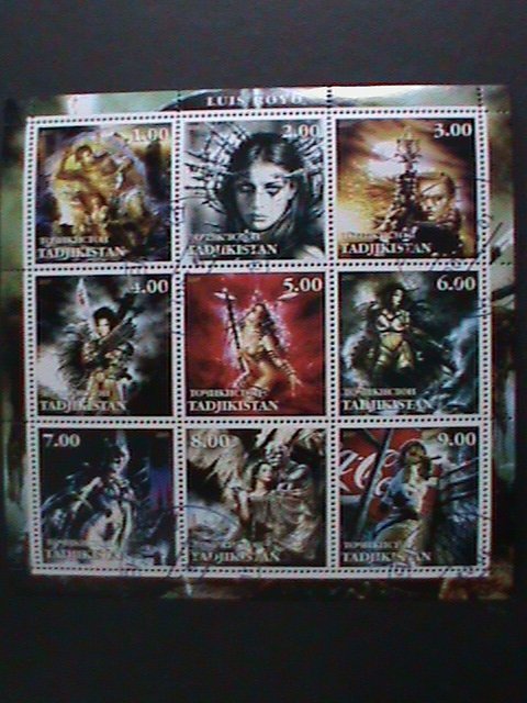 ​TAJIKISTAN STAMP:2001 FAMOUS NUDE PAINTING-LUIS ROYO-CTO-STAMP S/S SHEET-VF