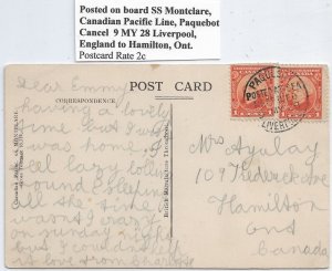 1928 Canadian Pacific Line Paquebot, SS Montclare to Hamilton, Ontario (56833)