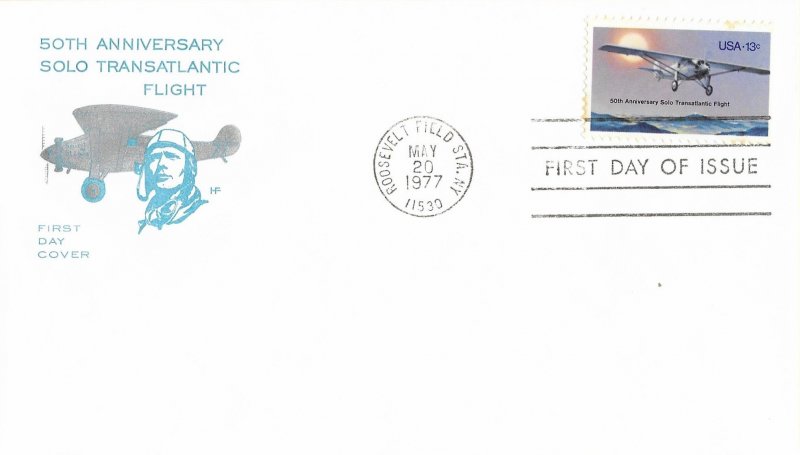 1977 FDC, #1710, 13c Lindbergh's Flight, House of Farnam #202