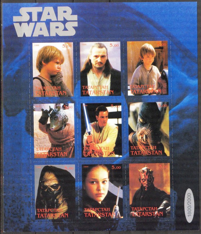 Tatarstan 1999 Cinema  Star Wars  (5) Sheet Digital Perforation MNH Cinderella