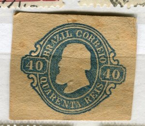 BRAZIL; 1890s early classic Pedro issue Imperf stationary piece