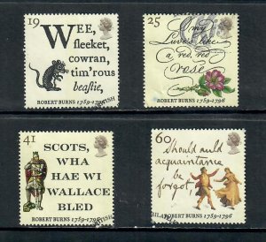 G.B 1996 COMMEMORATIVES  SET  ROBERT BURNS ISSUE USED  h 281122