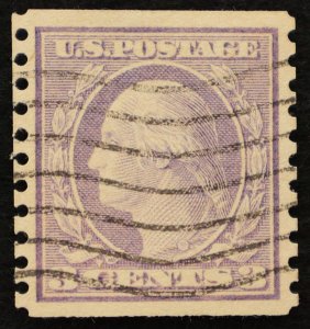 U.S. Used Stamp Scott #493 3c Washington Coil, Superb. Wave Cancel. A Gem!