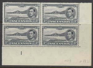 Ascension, Scott 44Ac (SG 42a), MNH plate block of four