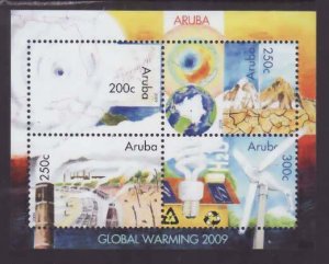 Aruba-Sc#347- id5-unused NH sheet-Global Warming-2009-