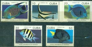 CUBA Sc# 3417-3421  TROPICAL FISH aquarium CPL set of 5   1992 MNH mint