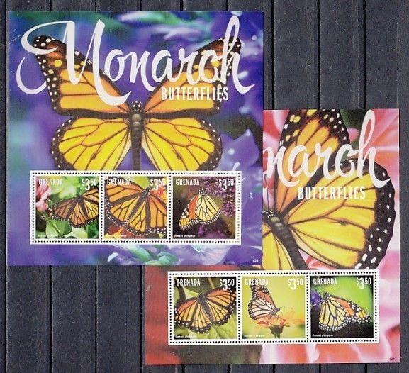Grenada, New Issue. Monarch Butterflies, 2 sheets of 3. ^