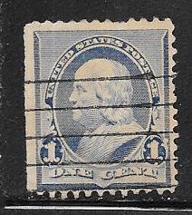 US# 219 1c Franklin,dull blue,  Used  CV $0.75