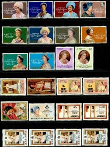 QUEEN MOTHER 80th & 85th BIRTHDAY 24 stamps & 8 S/S OG Mint NH