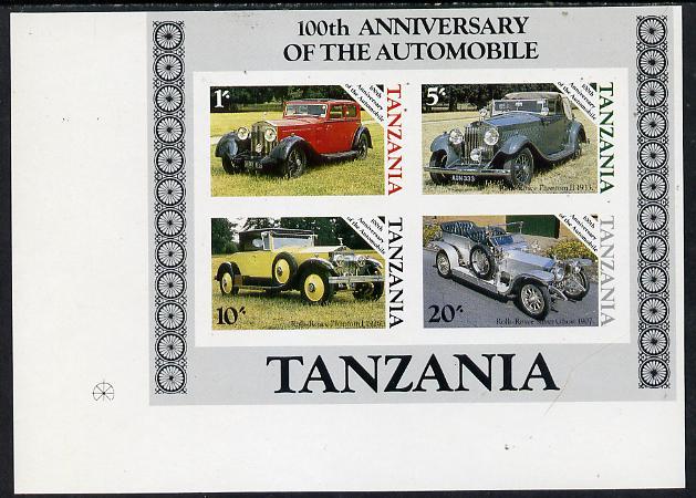 Tanzania 1986 Centenary of Motoring m/sheet imperf proof ...