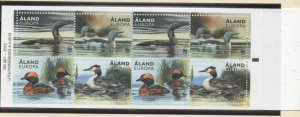 Aland Sc 340e 2013 WWF Ducks stamp booklet pane in booklet mint NH