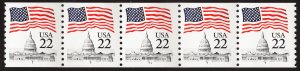 US 2115c/e MNH VF 22 Cent Flag Over Capitol PNC #1 Strip of 5 T Inscibed