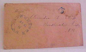 US  NEW HAMPSHIRE   MANCHESTER 5cents TO SANDBORTON BRIDGE DPO RF2 CIRCA 1849