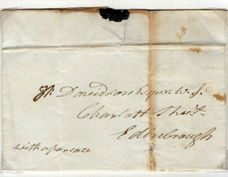 GB Scotland Cover EL Monzie Edinburgh *CARRIER'S LETTER* Accounts 1815 EP329 