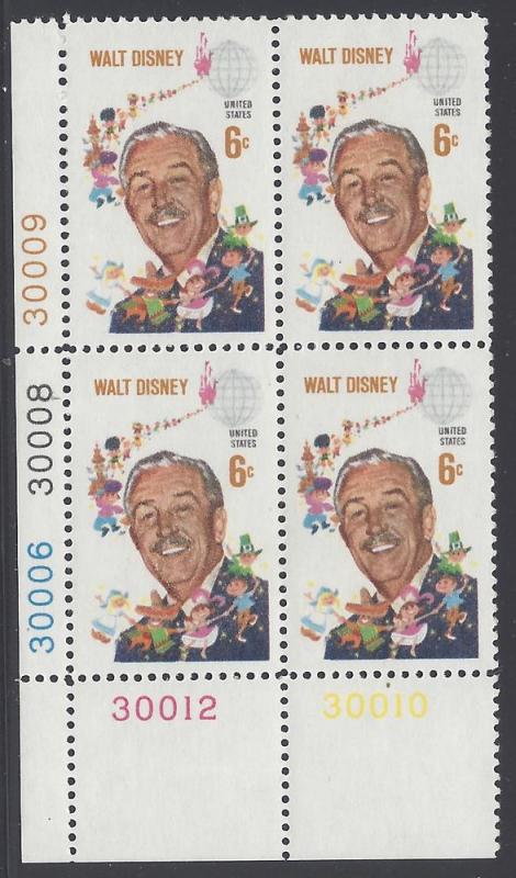 #1355 6c Walt Disney PB/4 1968 Mint NH