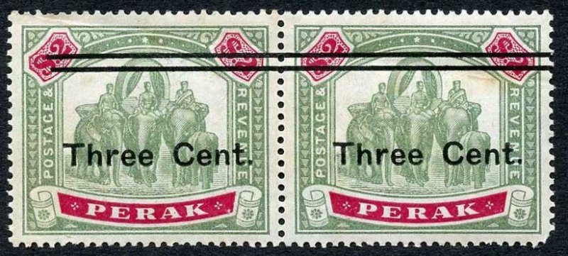 Perak SG87 1900 3c on 2 Dollar Pair Fiscal used