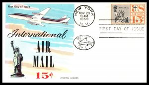 1959 Airmail 15c Statue of Liberty Sc C58 FDC with premium Fluegel cachet (C20