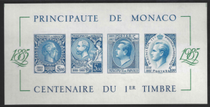 Monaco 1500 Monaco Stamp Cent Imperf LouisII/RainierIII MNH S/S CV$590 1985